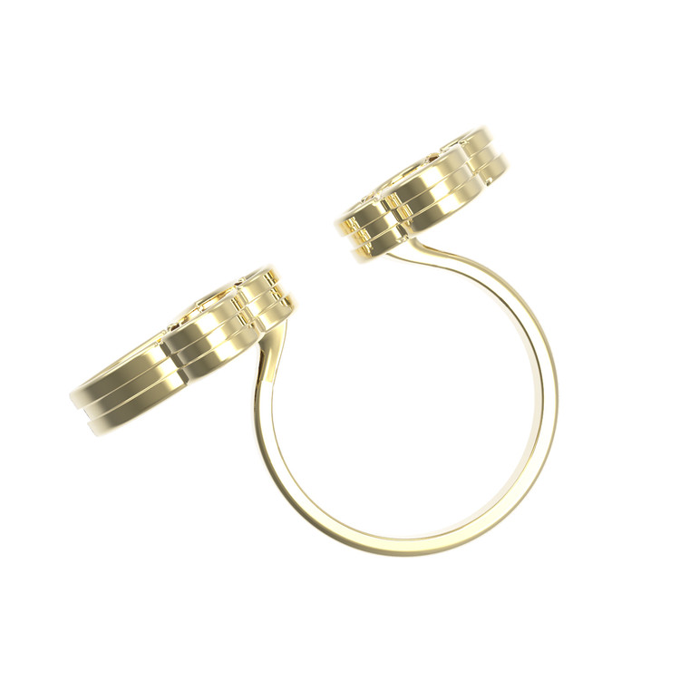 Кольцо из лимонного золота 585 пробы c ониксом и перламутром