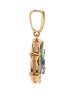 Подвеска из золота c сапфиром, эмалью и перламутром