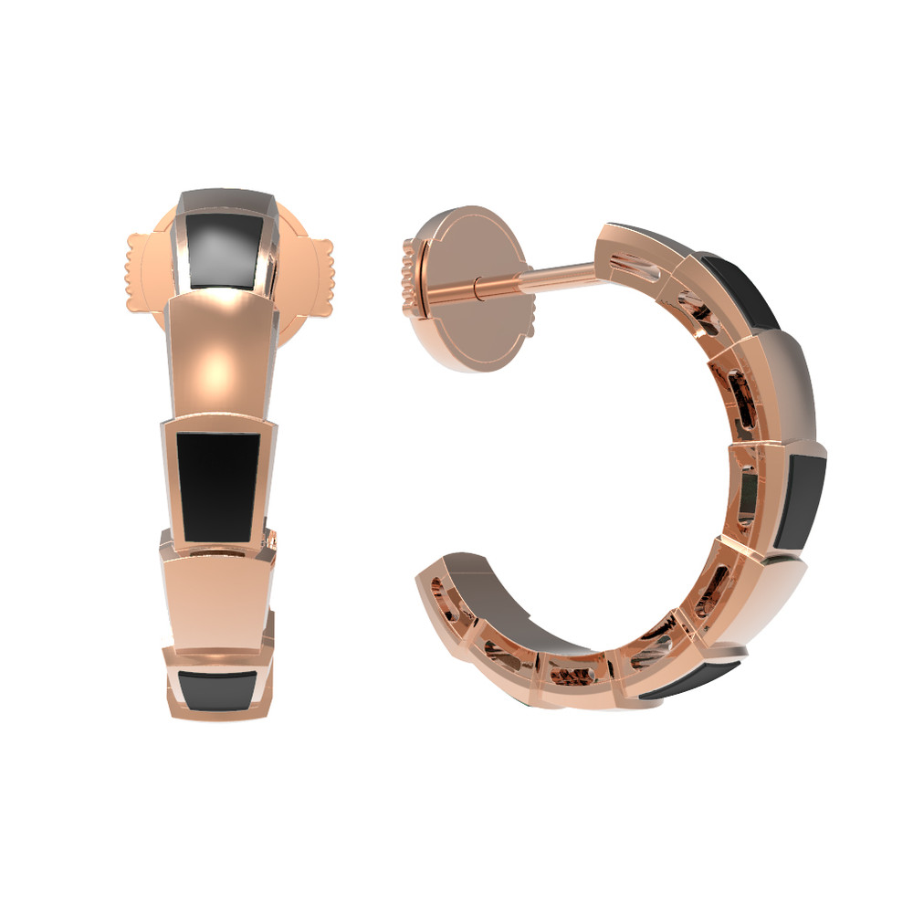 Серьги из красного золота 585 пробы c ониксом