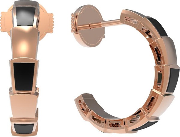 Серьги из красного золота 585 пробы c ониксом