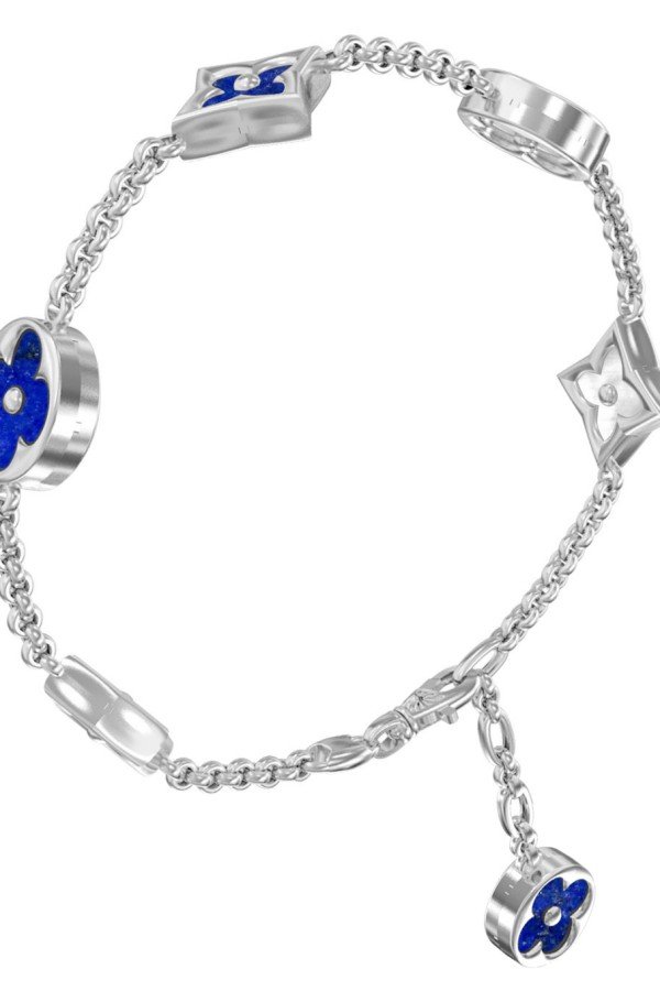 Браслет из белого золота c лазуритом и перламутром