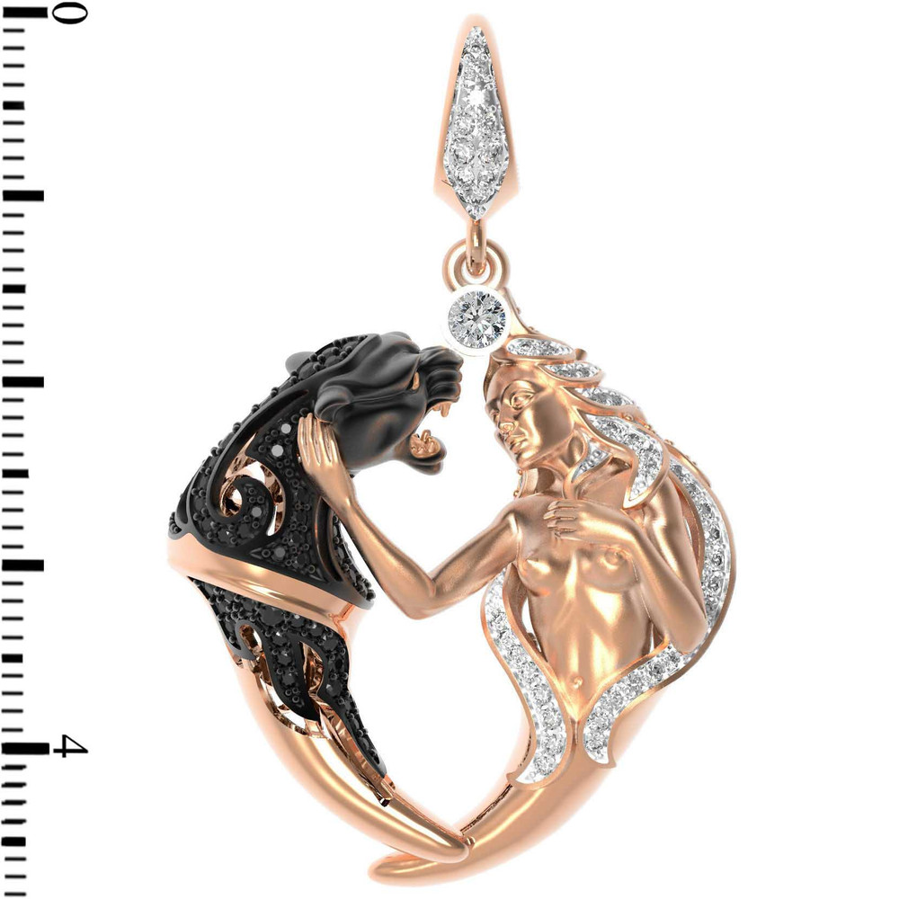 Подвеска из красного золота 585 пробы c фианитом