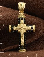 Крест из лимонного золота c ониксом