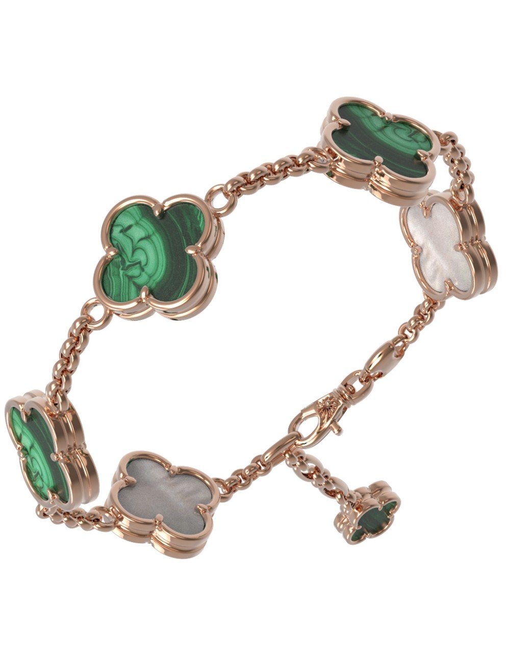 Браслет из золота c малахитом и перламутром