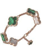 Браслет из золота c малахитом и перламутром