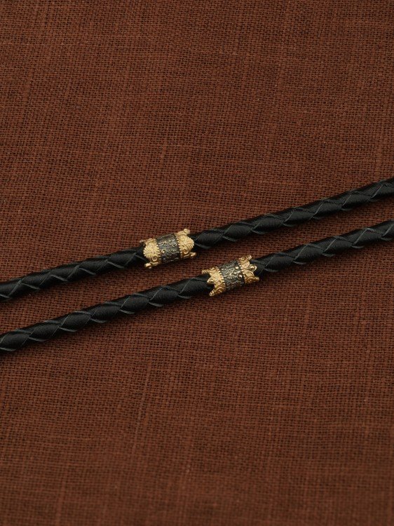 Гайтан из лимонного золота c кожаным шнурком