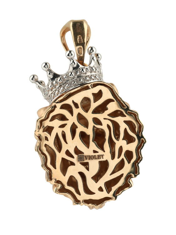 Подвеска из красного золота 585 пробы c эмалью и бриллиантами