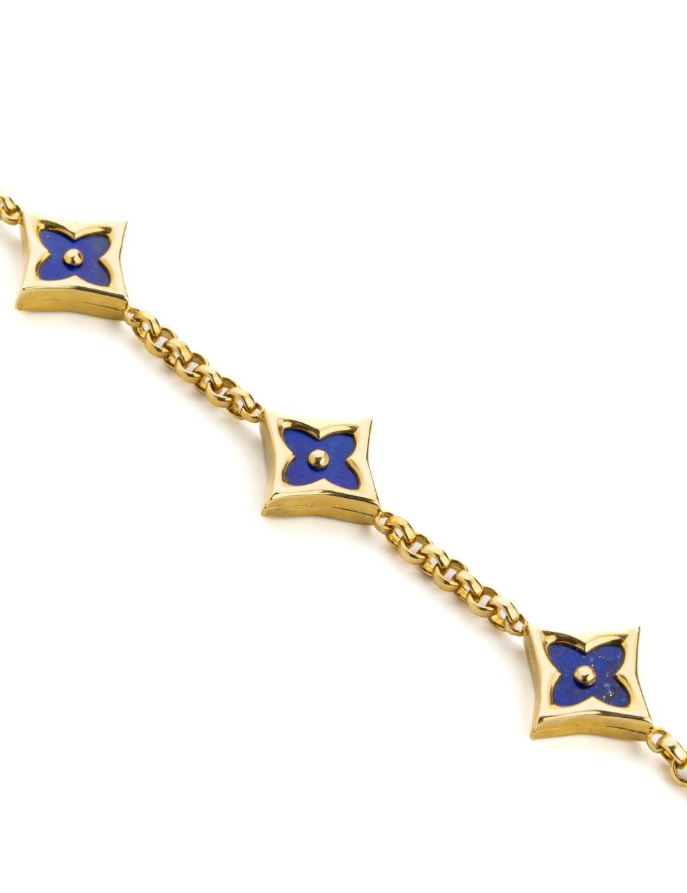 Браслет из лимонного золота c лазуритом и перламутром