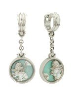 Серьги из белого золота c бирюзой и перламутром