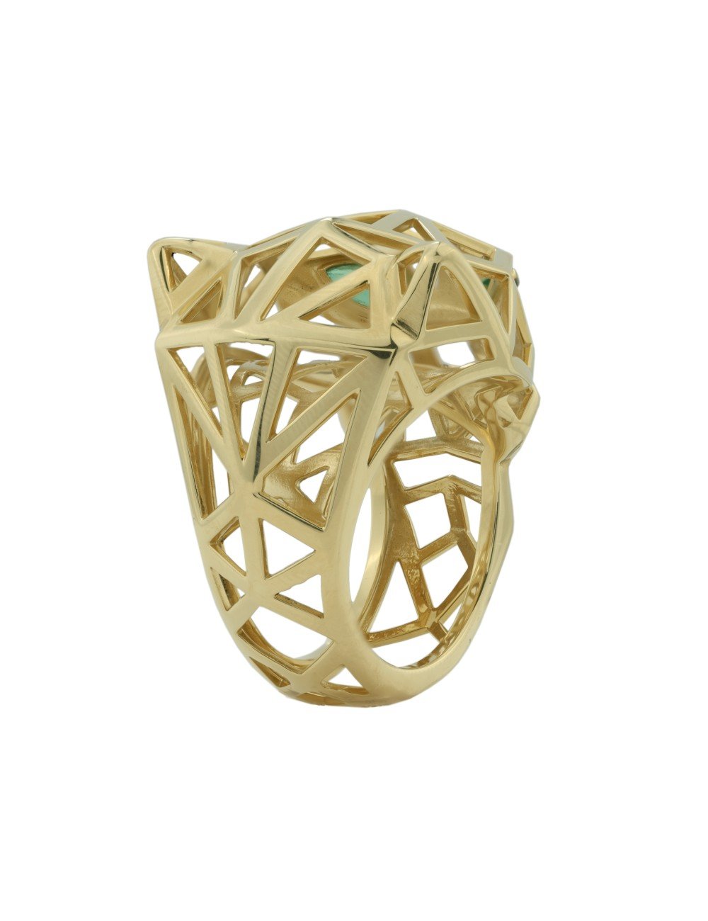 Кольцо из лимонного золота c изумрудом и ониксом