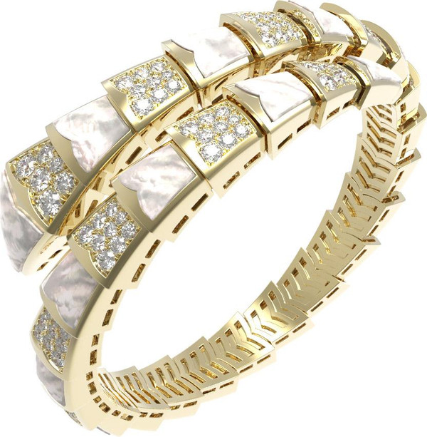 Браслет из лимонного золота 585 пробы c бриллиантами и перламутром