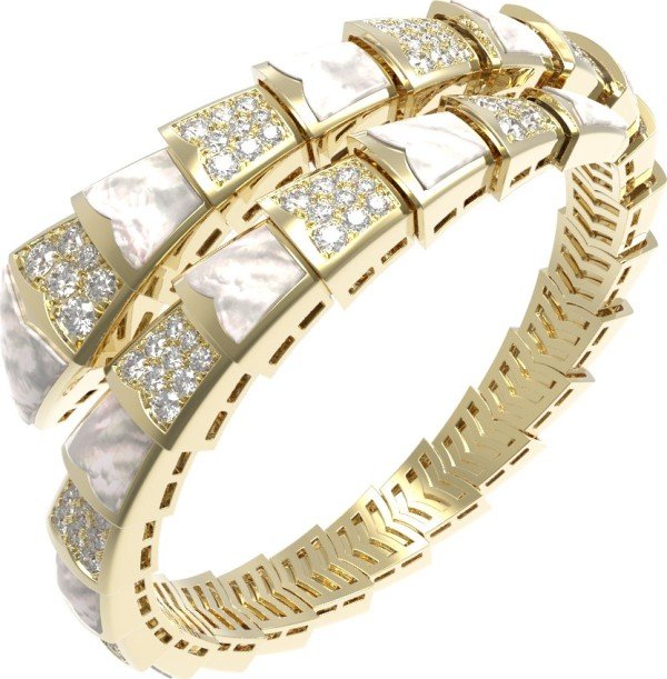 Браслет из лимонного золота c бриллиантами и перламутром