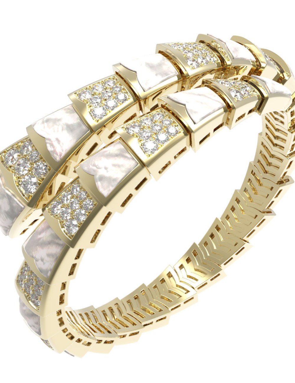 Браслет из лимонного золота c бриллиантами и перламутром