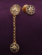 Серьги из золота c бриллиантами, лазуритом и перламутром