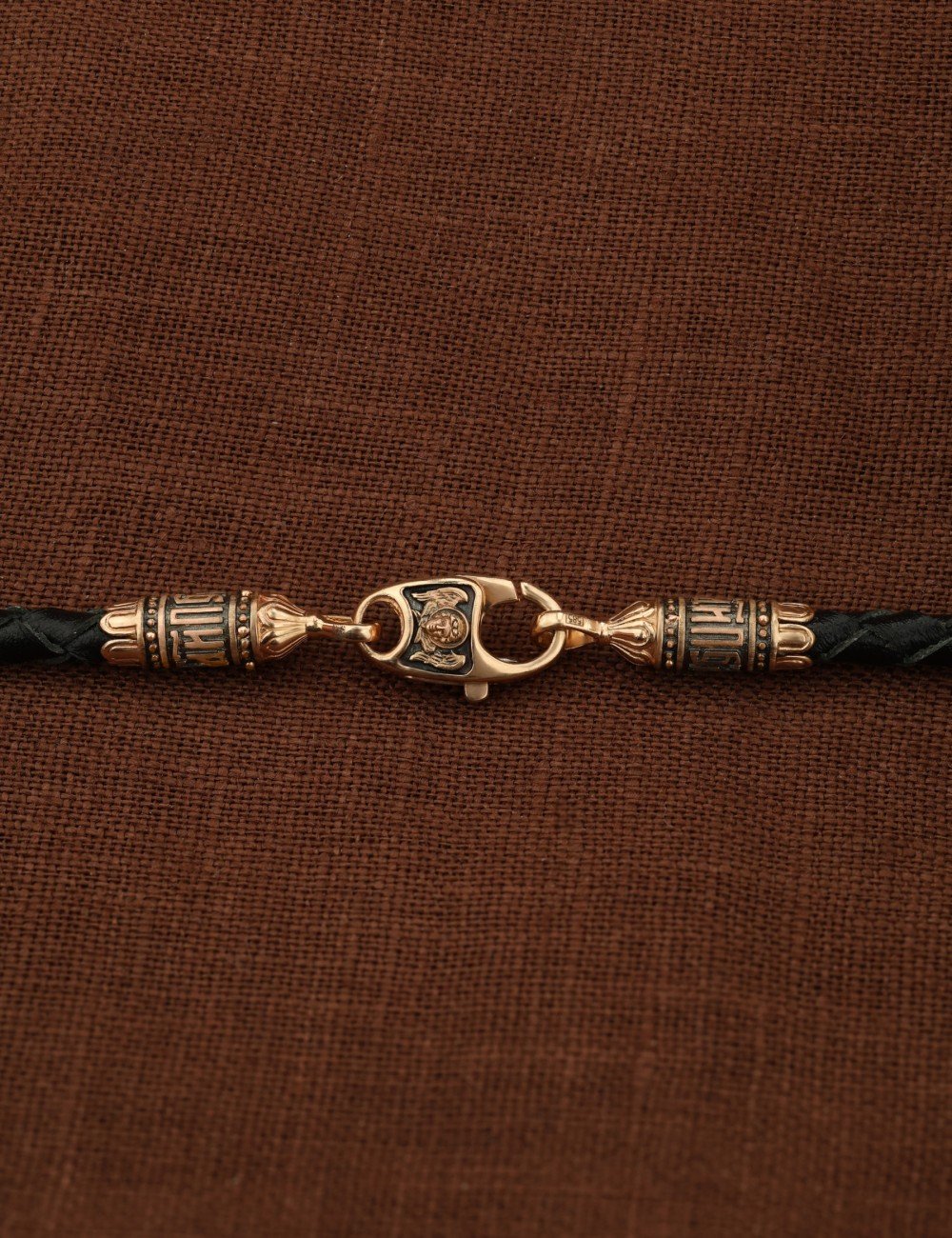 Гайтан из золота c кожаным шнурком