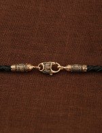 Гайтан из золота c кожаным шнурком