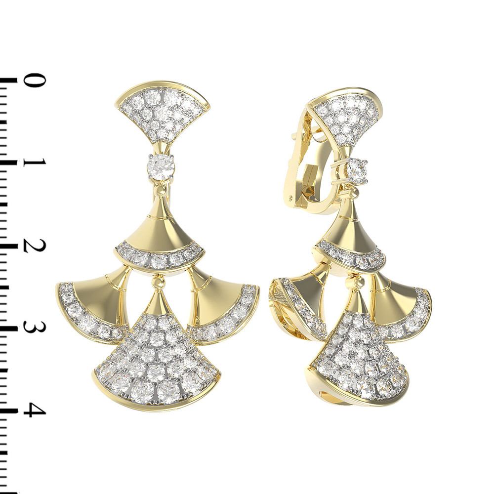 Серьги из лимонного золота 585 пробы c бриллиантами