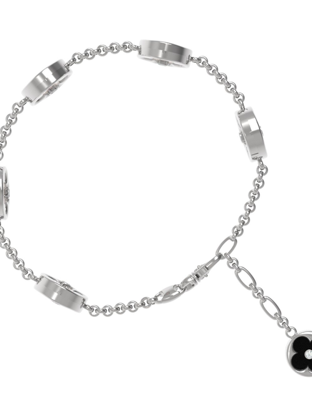 Браслет из белого золота c бриллиантами, ониксом и перламутром