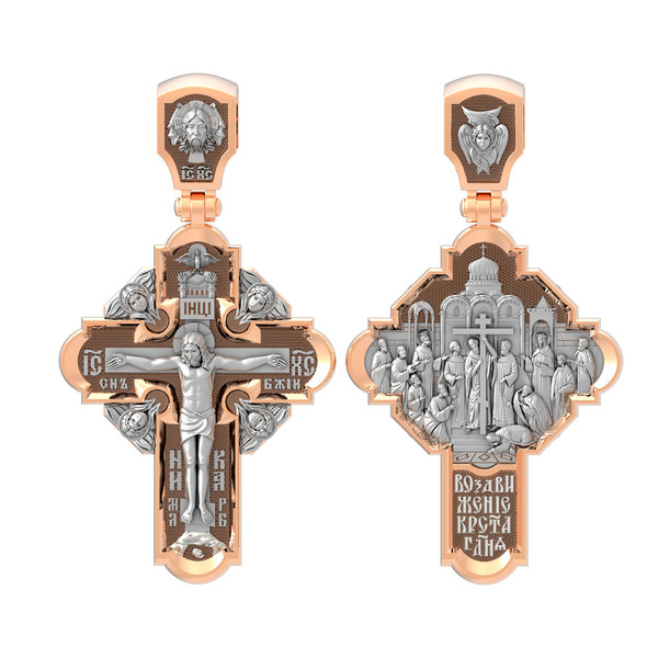 Крест из красного золота 585 пробы