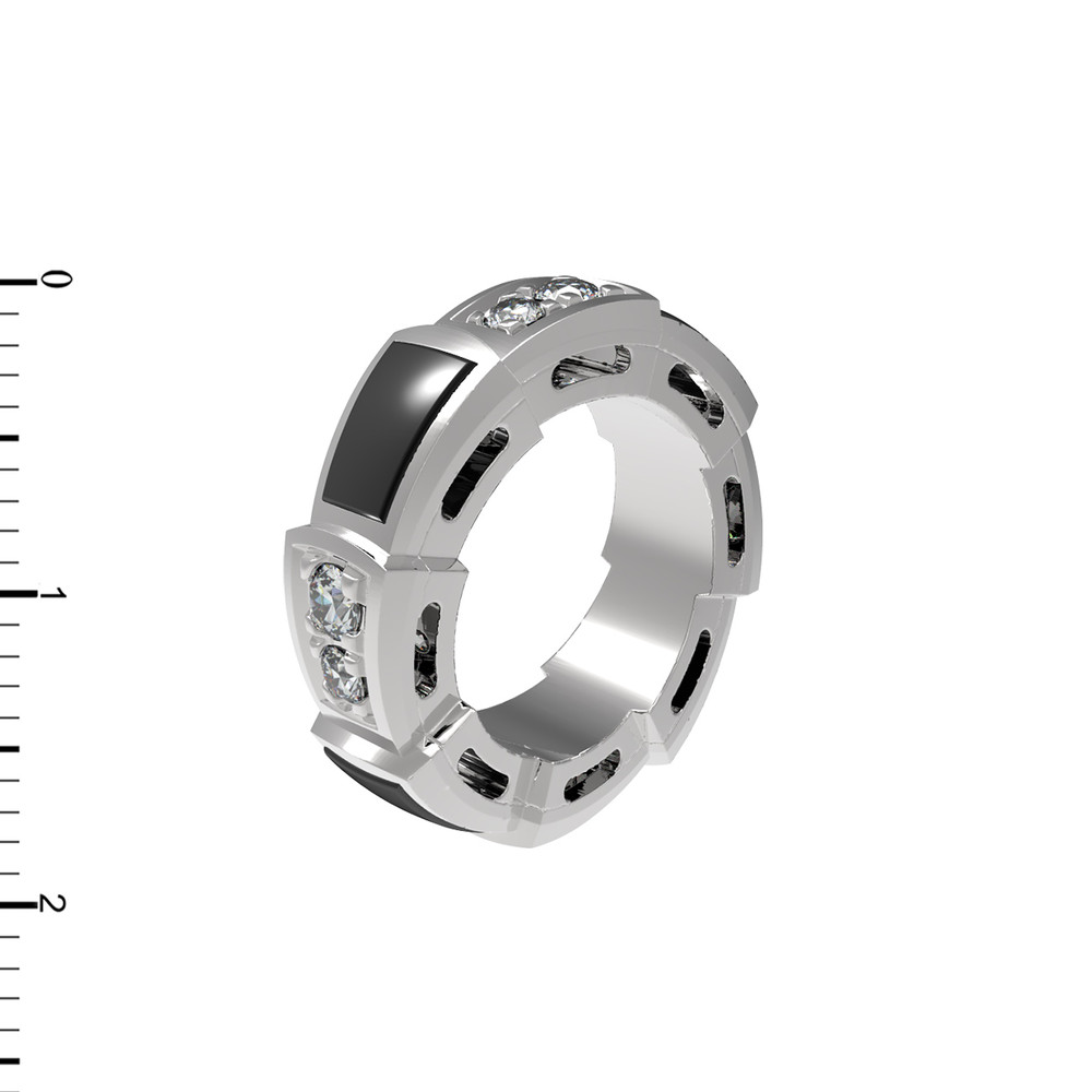 Подвеска из белого золота 585 пробы c бриллиантами и ониксом