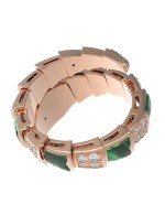 Кольцо из золота c бриллиантами и малахитом