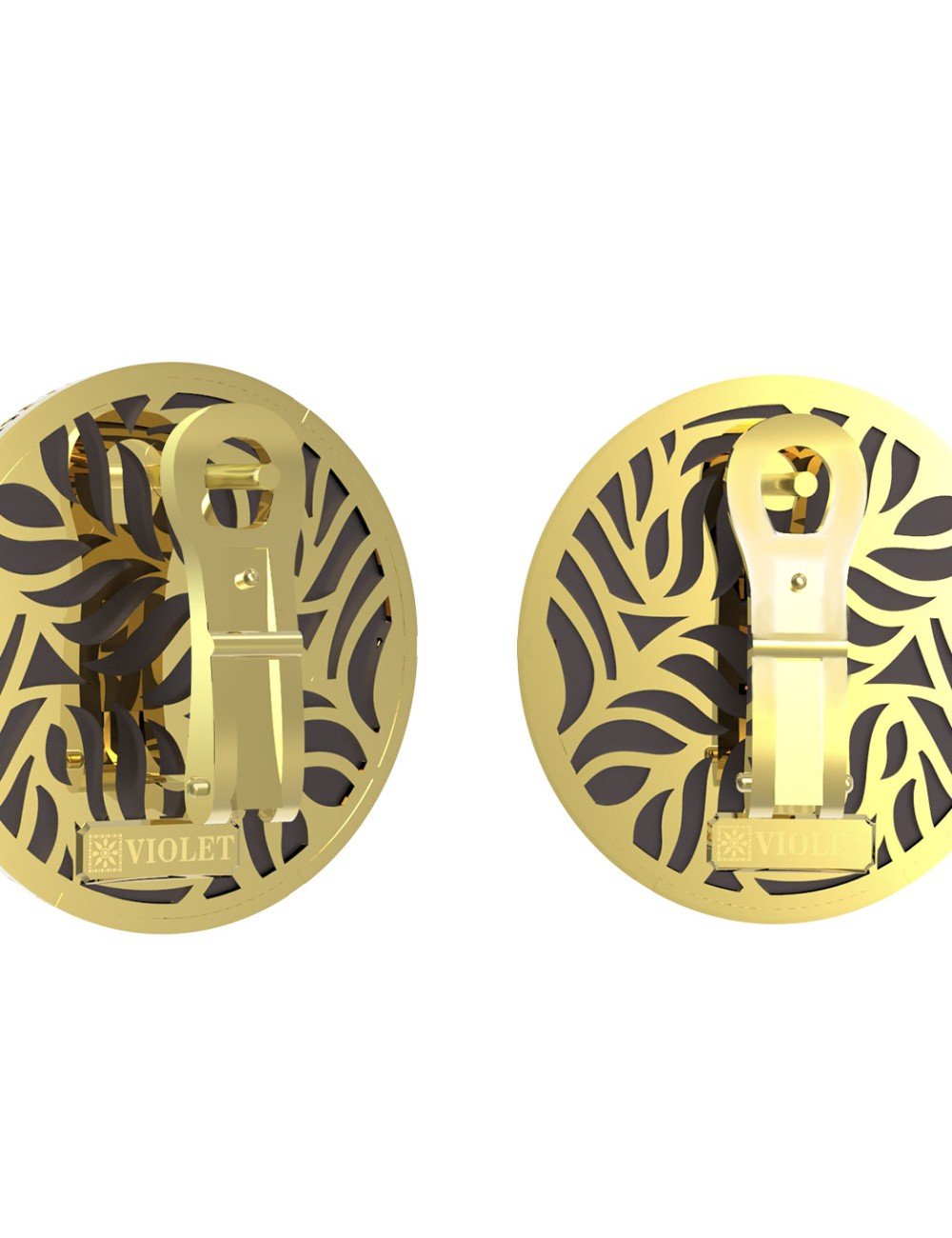 Серьги из лимонного золота c эбеновым деревом