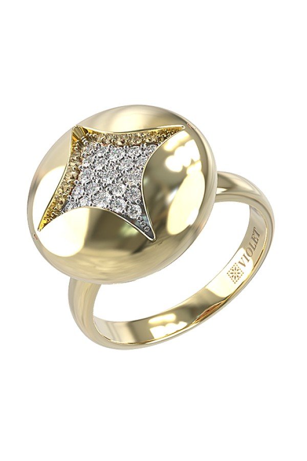 Кольцо из лимонного золота c бриллиантами