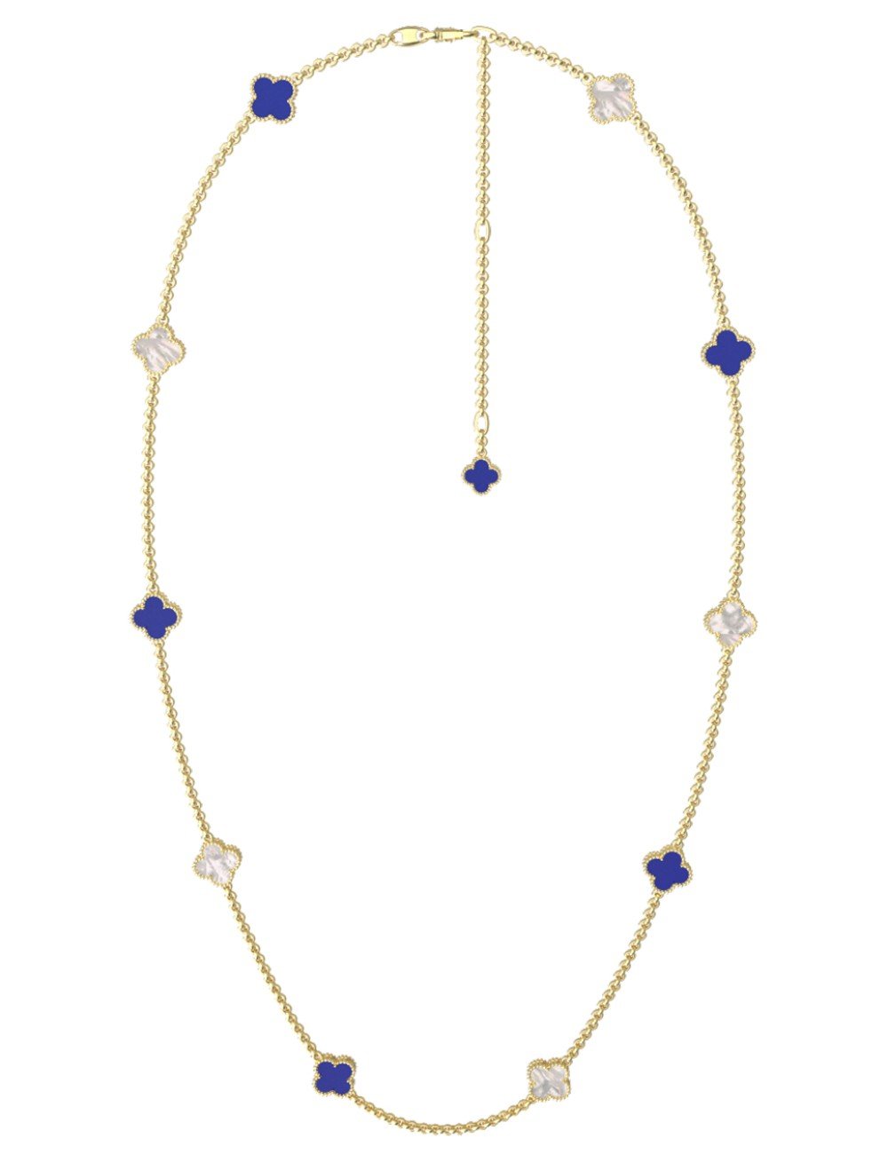 Колье из лимонного золота c лазуритом и перламутром