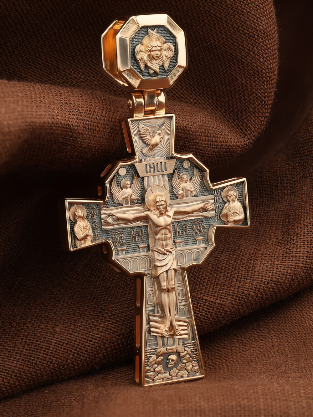 Крест из красного золота 585 пробы