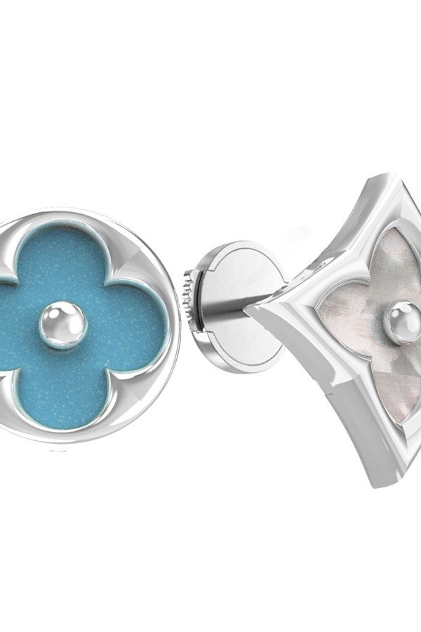 Серьги из белого золота c бирюзой и перламутром