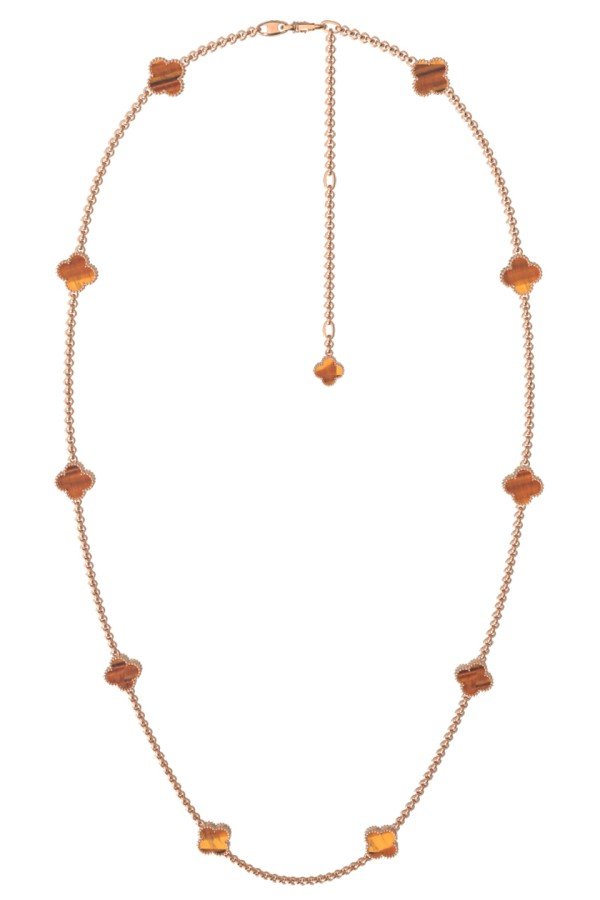 Колье из золота c тигровым глазом