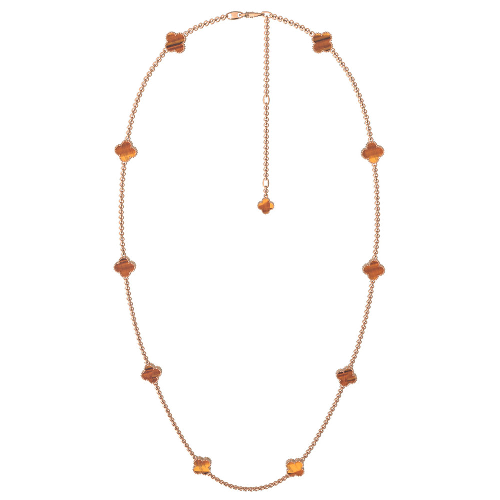 Колье из красного золота 585 пробы c тигровым глазом