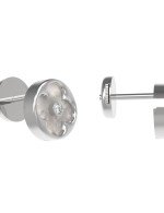 Серьги из белого золота c бриллиантами и перламутром