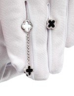 Серьги из белого золота c бриллиантами, ониксом и перламутром