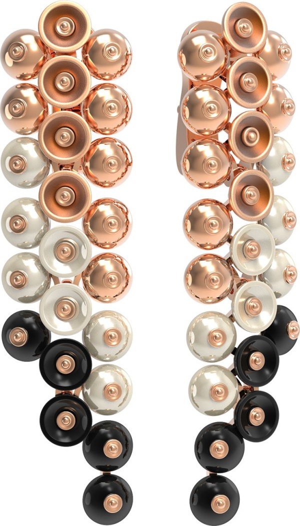 Серьги из золота c ониксом и перламутром