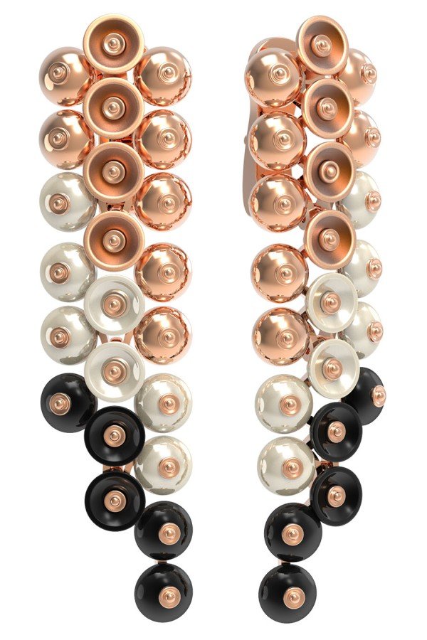 Серьги из золота c ониксом и перламутром