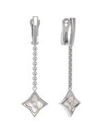 Серьги из белого золота c бриллиантами и перламутром