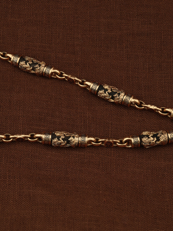 Цепь из красного золота 585 пробы c эмалью и эбеновым деревом
