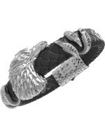 Браслет из белого золота c бриллиантами и кожаным шнурком