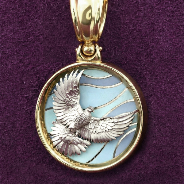 Подвеска из лимонного золота 585 пробы c эмалью