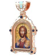 Образок из золота c эмалью и иконописью