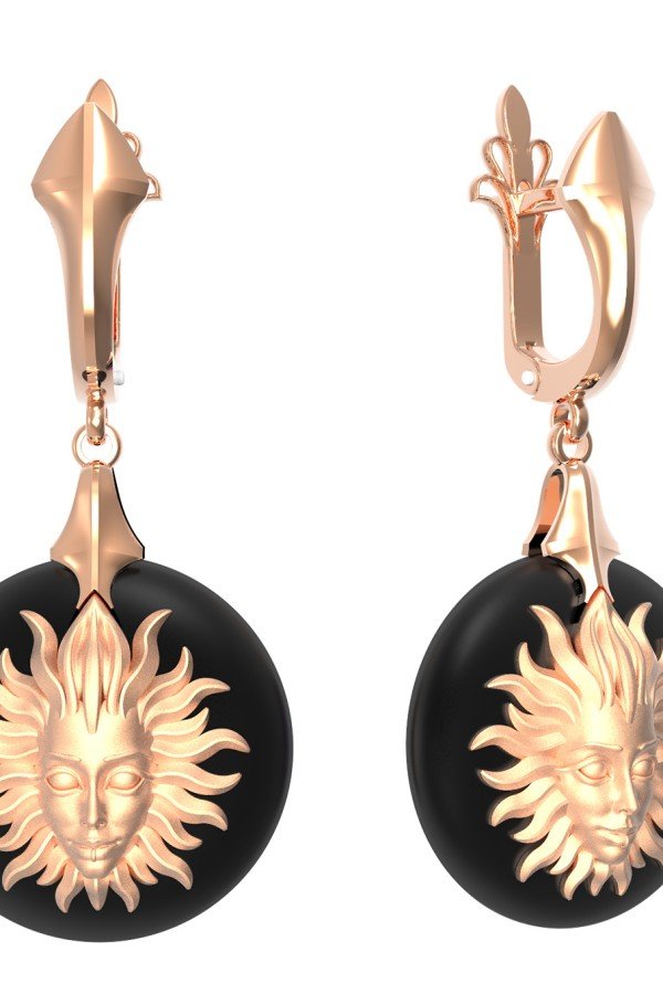 Серьги из золота c ониксом