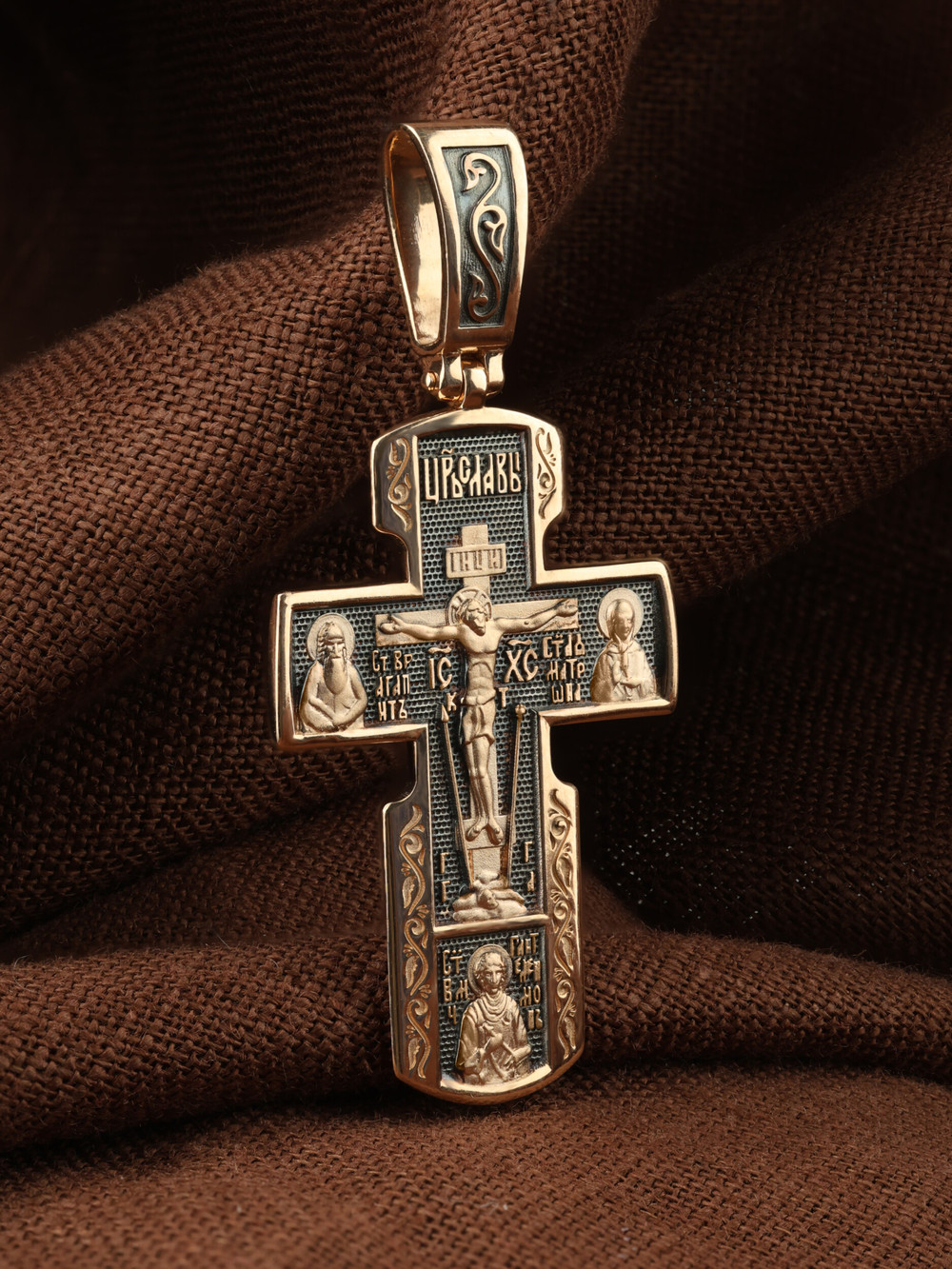 Крест из красного золота 585 пробы