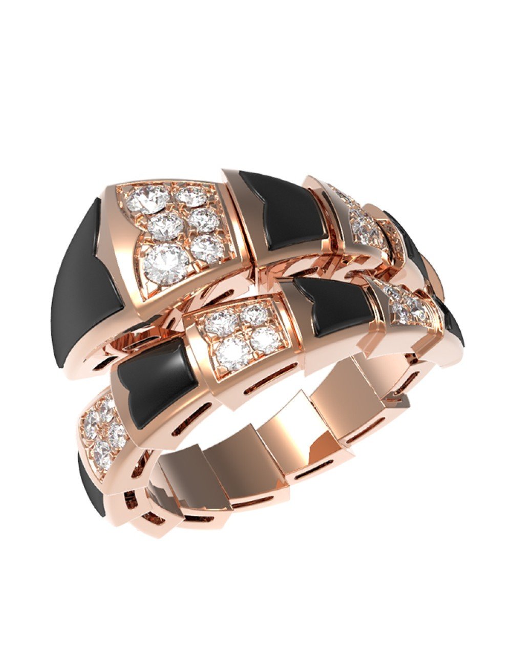 Кольцо из золота c бриллиантами и ониксом