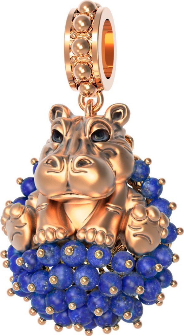 Подвеска из золота c эмалью и лазуритом