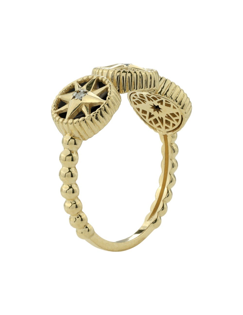 Кольцо из лимонного золота c бриллиантами и ониксом