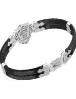 Браслет из белого золота c шнурком и ониксом