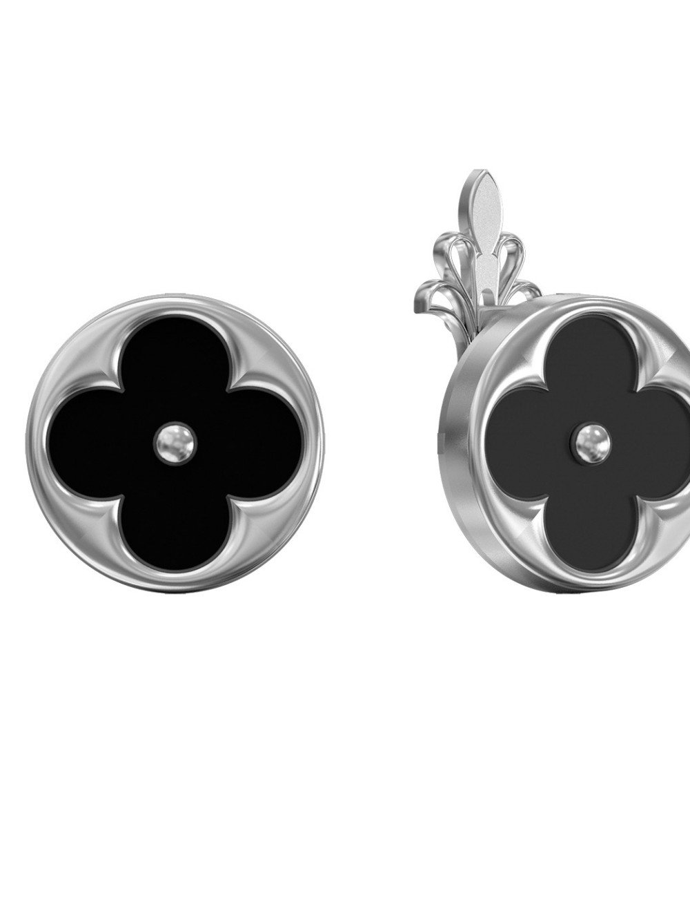 Серьги из белого золота c ониксом