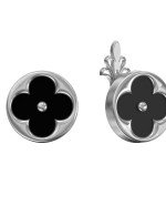 Серьги из белого золота c ониксом