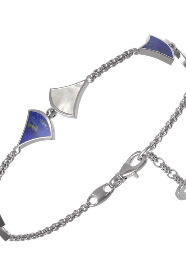 Браслет из белого золота c лазуритом и перламутром